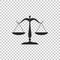 Scales of justice icon isolated on transparent background. Court of law symbol. Balance scale sign