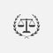Scales Of Justice icon, law firm logo with laurel wreath