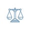 Scales of justice line icon concept. Scales of justice flat  vector symbol, sign, outline illustration.