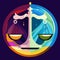 Scales of justice with scales of justice and libra in the circle. AI generated