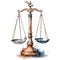 Scales of justice. Watercolor illustration. Law Concept Of Judiciary, Jurisprudence And Justice
