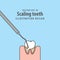 Scaling teeth illustration vector on blue background. Dental con