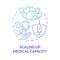 Scaling up medical capacity blue gradient concept icon