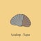 scallop tupa 2 colored line icon. Simple brown and gray element illustration. scallop tupa concept outline symbol design from fish