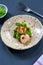 Scallops with minted peas