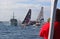 Scallywag And Clean Seas Sailing Close Between Spectator Boats Volvo Ocean Race Alicante 2017