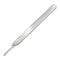 Scalpel handle with removable blade. Surgical demountable reusable metal scalpel. Medical instruments and equipment