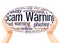 Scam Warning word cloud hand sphere concept