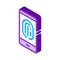 Scan Fingerprint in Phone isometric icon vector illustration