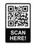 Scan here concept. QR code label in frame. Template of quick response scannable matrix barcode with data storage for