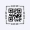 Scan me qr code. Binary black code in quadrilateral capturing digital technology of identifying application.