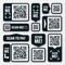 Scan me QR code sticker. Online payment. Special offer sale stickers, shopping discount label or promotional badge