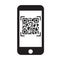 Scan QR code with mobile phone icon on white background. flat style. qr code on mobile phone symbol. black smartphone with QR-Code