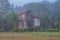 Scandanavian styl cottage in Northern Thailand Nan Province looking out over the rice paddies in Thailand, green rice