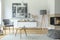 Scandi grey living room interior