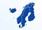 Scandinavia map. Norway, Sweden, Finland, Denmark, Iceland and Faroe Islands. Nordic countries map. Vector background for