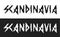 Scandinavia, Vector text label in dark style with the ancient viking alphabet white and black style isolated