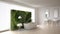 Scandinavian bathroom with vertical garden, white minimalistic i