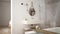 Scandinavian bathroom, white minimalistic design, hotel spa resort