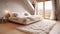 scandinavian bedroom, cozy, bohemian, interior design,