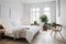 scandinavian bedroom, with minimalist design and sleek wood furnishings