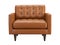 Scandinavian brown leather upholstery armchair. 3d render