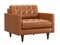 Scandinavian brown leather upholstery armchair. 3d render