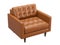 Scandinavian brown leather upholstery armchair. 3d render