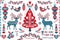 Scandinavian Christmas Folk Art Design Elements