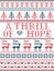 Scandinavian Christmas pattern inspired by A thrill of Hope lyrics festive winter elements  in cross stitch with heart, snowflakes