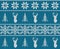 Scandinavian christmas winter seamless knitted pattern. Head deer silhouette or reindeer, snowflake and christmas tree.