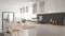 Scandinavian classic kitchen with wooden and white details, mini