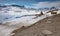 Scandinavian cold icy nature, lake near by haukeli mountains