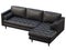 Scandinavian corner black leather upholstery sofa with chaise lounge. 3d render