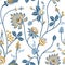 Scandinavian Floral vector seamless pattern with fantasy texture with flowers on a white background