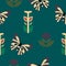 Scandinavian flowers and butterflies in a seamless pattern design