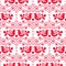 Scandinavian folk seamless vector pattern, repetitive floral cute Nordic design with birds in red on white background