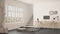Scandinavian home office, loft workplace, minimalist interior de