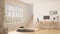 Scandinavian home office, loft workplace, minimalist interior de