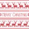 Scandinavian inspired Merry Christmas nordic pattern with 2 rows of reindeer patten, snowflakes, trees, decorative ornaments in