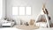 Scandinavian-inspired Mock-up Frame Enhancing a Cozy White Children\\\'s Room. Generative AI