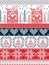 Scandinavian, inspired by Norwegian Christmas and festive winter seamless pattern in cross stitch with gingerbread house