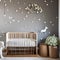 A Scandinavian-inspired nursery with a wooden crib, neutral colors, and whimsical animal wall decals3, Generative AI