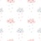 Scandinavian kid Seamless pattern. Face Clouds and rain hearts texture. Minimalistic baby background. White, blue, pink