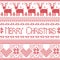 Scandinavian merry christmas sign inspired by nordic pattern in cross stitch with reindeer, snowflake, tree, stars, decorative fl