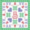 Scandinavian Nordic winter cross stitch, knitting Christmas pattern in square