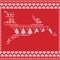 Scandinavian Norwegian style winter stitching knitting christmas pattern in in deer shape including snowflakes, hearts