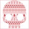 Scandinavian Norwegian style winter stitching knitting christmas pattern in in sugar skull shape including snowflakes, hearts