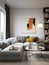 Scandinavian studio apartment. Interior design of modern living room