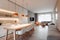 Scandinavian studio apartment. Interior design of modern living room. Created with generative AI